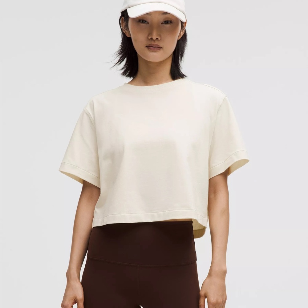 lululemon All Yours Organic Cropped T-Shirt in Light Ivory - Medium